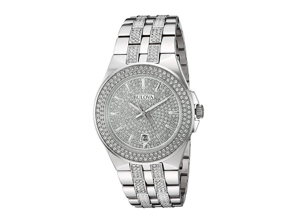  Shop Authentic Bulova Crystal Pave Silver Dial Silver Steel Strap Watch for Men - 96B235 - Luxxuri
