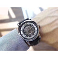  Shop Authentic Emporio Armani Luigi Silver Skeleton Dial Black Leather Strap Watch For Men - AR1981 - Luxxuri
