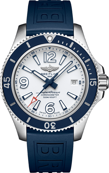  Shop Authentic Breitling Superocean II Automatic 42mm White Dial Blue Rubber Strap Watch for Men - A17366D81A1S2 - Luxxuri