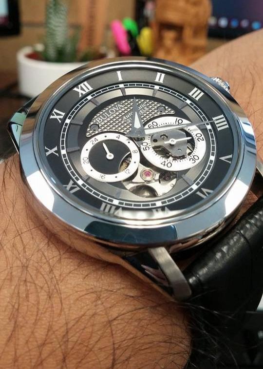  Shop Authentic Bulova BVA Classic Automatic Silver Dial Black Leather Strap Watch for Men - 96A135 - Luxxuri