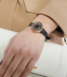  Shop Authentic Emporio Armani Rosa Two Hand Black Dial Black Leather Strap Watch For Women - AR11493 - Luxxuri