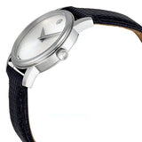  Shop Authentic Movado Museum Silver Dial Black Leather Strap Watch For Women - 2100003 - Luxxuri