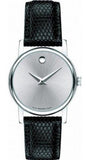  Shop Authentic Movado Museum Silver Dial Black Leather Strap Watch For Women - 2100003 - Luxxuri