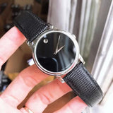  Shop Authentic Movado Museum Black Dial Black Leather Strap Watch For Women - 2100004 - Luxxuri