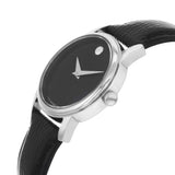  Shop Authentic Movado Museum Black Dial Black Leather Strap Watch For Women - 2100004 - Luxxuri