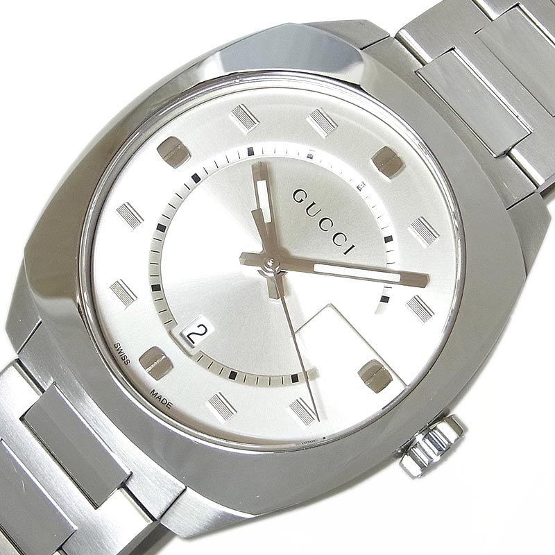  Shop Authentic Gucci GG2570 Silver Dial Silver Steel Strap Watch For Men - YA142308 - Luxxuri