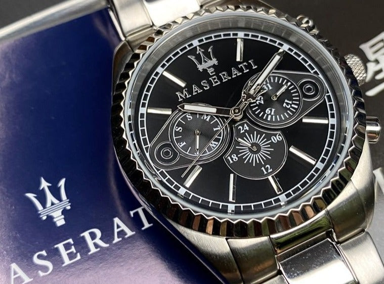  Shop Authentic Maserati Competizione Chronograph Black Dial Silver Steel Strap Watch For Men - R8853100014 - Luxxuri