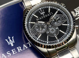 Shop Authentic Maserati Competizione Chronograph Black Dial Silver Steel Strap Watch For Men - R8853100014 - Luxxuri