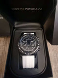  Shop Authentic Emporio Armani Sportivo Chronograph Black Dial White Rubber Strap Watch For Men - AR6112 - Luxxuri