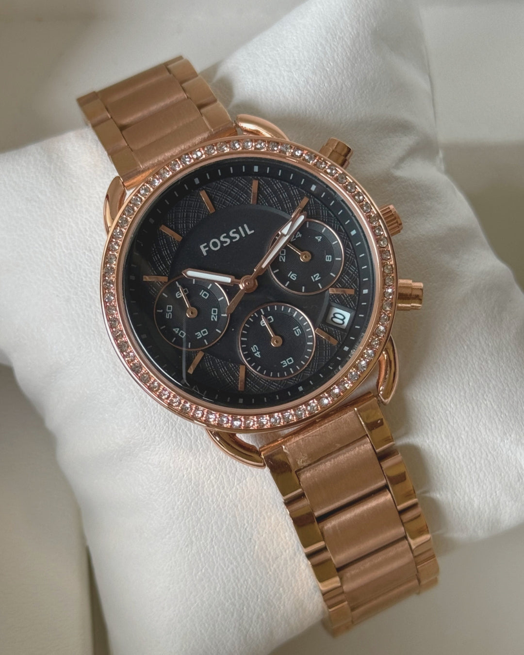  Shop Authentic Fossil Neutra Chronograph Mother of Pearl Brown Dial Rose Gold Steel Strap Watch for Women - ES5218 - Luxxuri