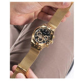  Shop Authentic Guess Continental Chronograph Black Dial Gold Mesh Strap Watch For Men - GW0582G2 - Luxxuri