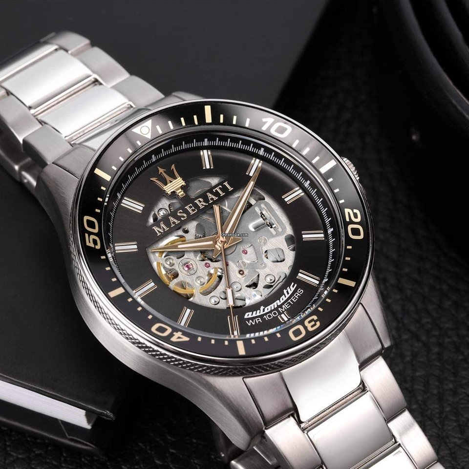  Shop Authentic Maserati SFIDA Automatic Black Dial Silver Steel Strap Watch For Men - R8823140002 - Luxxuri