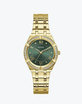  Shop Authentic Guess Cosmo Diamonds Green Dial Gold Steel Strap Watch for Women - GW0033L8 - Luxxuri