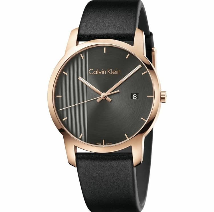  Shop Authentic Calvin Klein City Quartz Grey Dial Black Leather Strap Watch for Men - K2G2G6C3 - Luxxuri