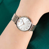  Shop Authentic Emporio Armani Gianni T Bar Mother of Pearl Dial Two Tone Steel Strap Watch For Women - AR2508 - Luxxuri