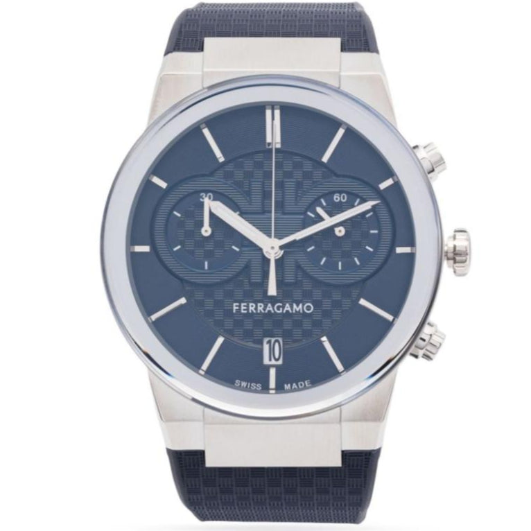  Shop Authentic Salvatore Ferragamo Sapphire Chrono Blue Dial Blue Rubber Strap Watch for Men - SFME00923 - Luxxuri