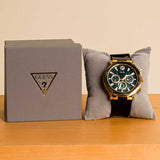  Shop Authentic Guess Edge Chronograph Green Dial Black Leather Strap Watch For Men - GW0492G3 - Luxxuri