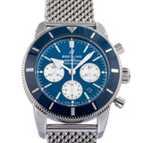  Shop Authentic Breitling Superocean Heritage B01 Chronograph 44 Blue Dial Silver Mesh Bracelet Watch for Men - AB0162161C1A1 - Luxxuri