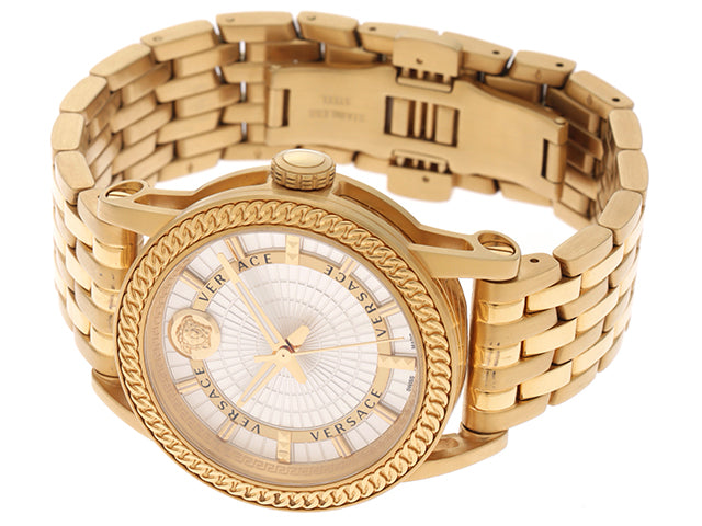  Shop Authentic Versace Code Quartz Silver Dial Gold Steel Strap Watch For Men - VEPO00420 - Luxxuri