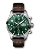  Shop Authentic IWC Pilot's Watch Chronograph Edition Racing Green 43mm Green Dial Brown Leather Strap Watch for Men - IW377726 - Luxxuri