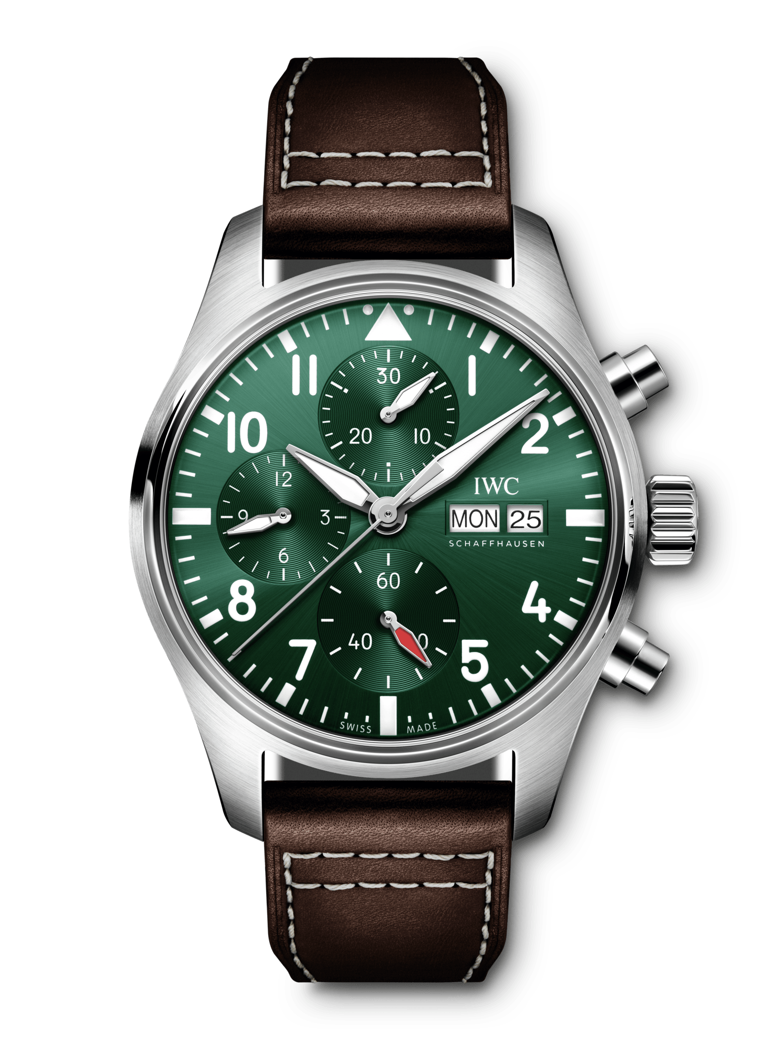  Shop Authentic IWC Pilot's Watch Chronograph Edition Racing Green 43mm Green Dial Brown Leather Strap Watch for Men - IW377726 - Luxxuri