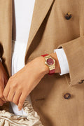 Versace V-Motif Red Dial Red Leather Strap Watch for Women - VERE00418