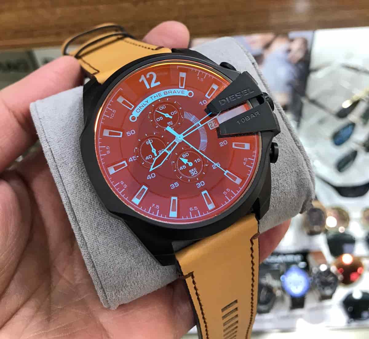  Shop Authentic Diesel Mega Chief Chronograph Copper Dial Brown Leather Strap Watch For Men - DZ4476 - Luxxuri