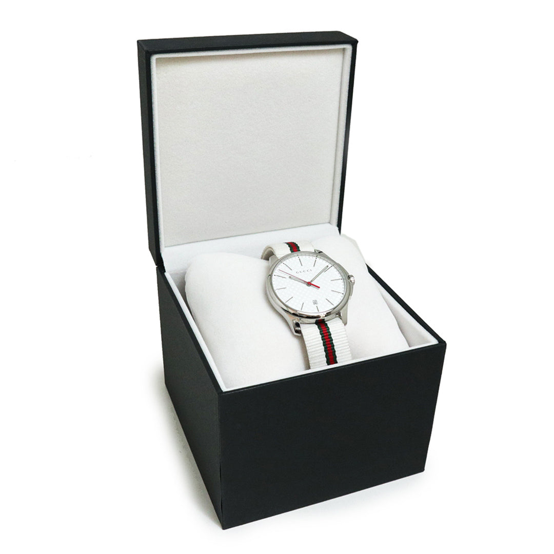  Shop Authentic Gucci G Timeless Quartz White DIal White NATO Strap Watch For Men - YA126322 - Luxxuri