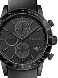  Shop Authentic Hugo Boss Rafale Chronograph Black Dial Black Leather Strap Watch For Men - 1513456 - Luxxuri