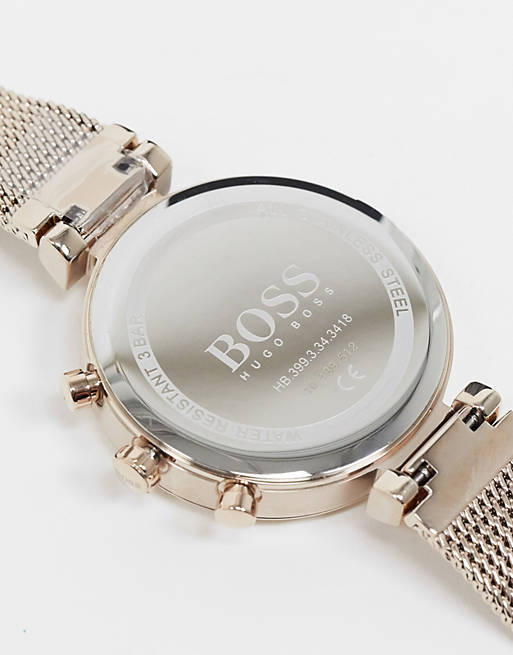  Shop Authentic Hugo Boss Flawless White Dial Gold Mesh Bracelet Watch for Women - 1502553 - Luxxuri