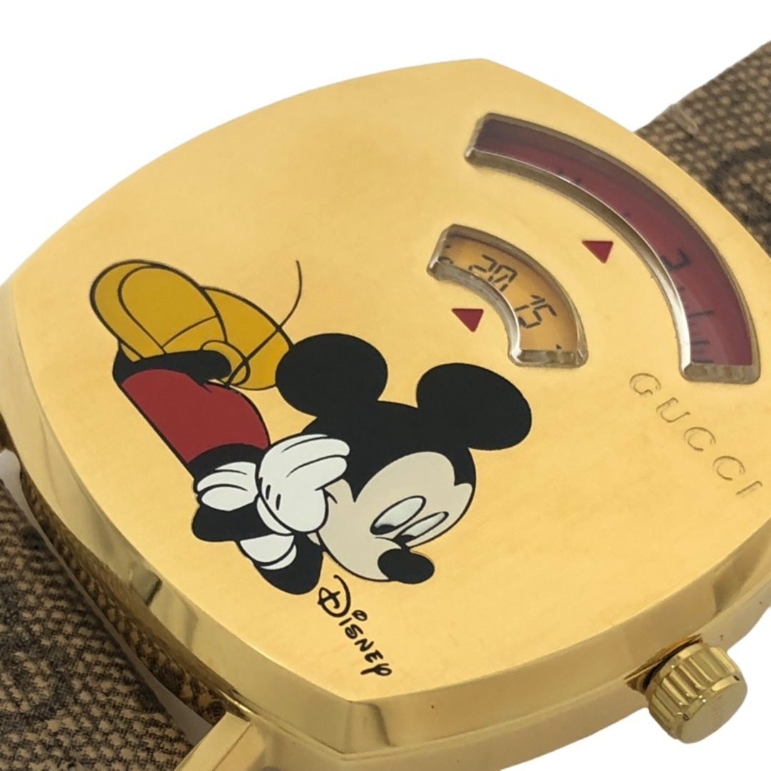  Shop Authentic Gucci Grip Disney Mickey Mouse Gold Dial Brown Leather Strap Watch For Women - YA157420 - Luxxuri