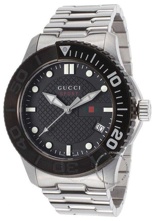  Shop Authentic Gucci G Timeless Black Dial Silver Steel Strap Watch For Men - YA126249 - Luxxuri