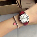  Shop Authentic Burberry The City Silver Dial Red Leather Strap Watch for Women - BU9129 - Luxxuri