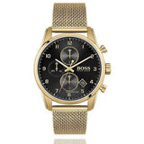 Shop Authentic Hugo Boss Skymaster Black Dial Gold Mesh Bracelet Watch for Men - 1513838 - Luxxuri
