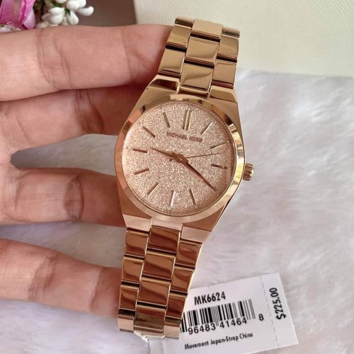  Shop Authentic Michael Kors Channing Quartz Rose Gold Dial Rose Gold Steel Strap Watch For Women - MK6624 - Luxxuri