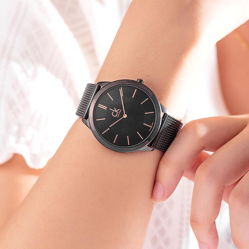  Shop Authentic Calvin Klein Minimal Black Dial Black Mesh Bracelet Watch for Women - K3M23421 - Luxxuri
