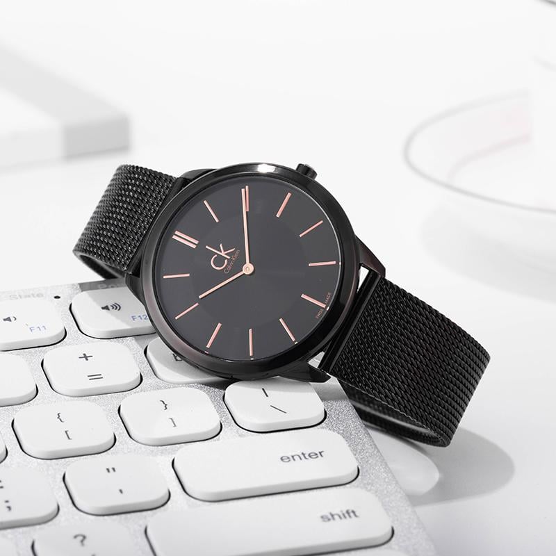  Shop Authentic Calvin Klein Minimal Black Dial Black Mesh Bracelet Watch for Women - K3M23421 - Luxxuri