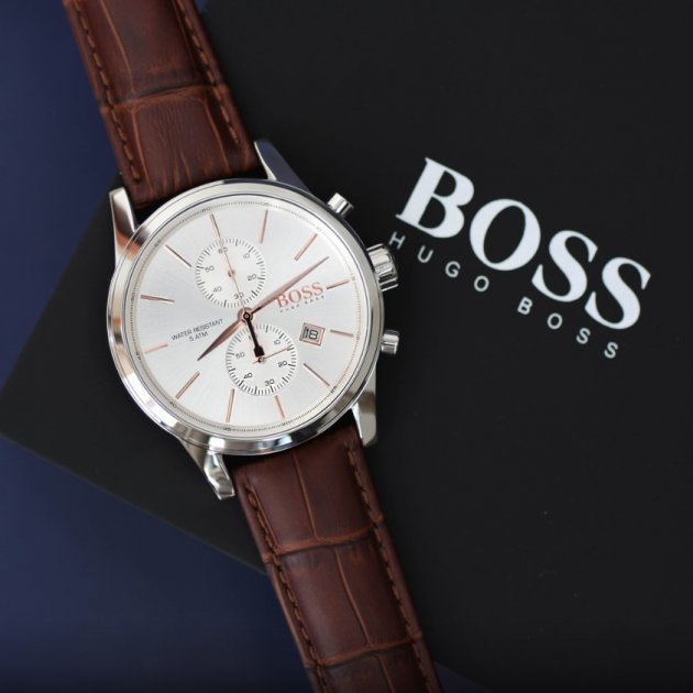  Shop Authentic Hugo Boss Jet White Dial Brown Leather Strap Watch for Men - 1513280 - Luxxuri