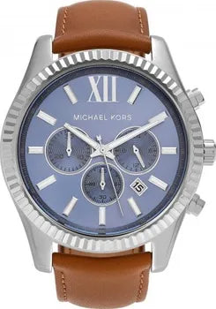  Shop Authentic Michael Kors Lexington Chronograph Blue Dial Brown Leather Strap Watch For Men - MK8537 - Luxxuri
