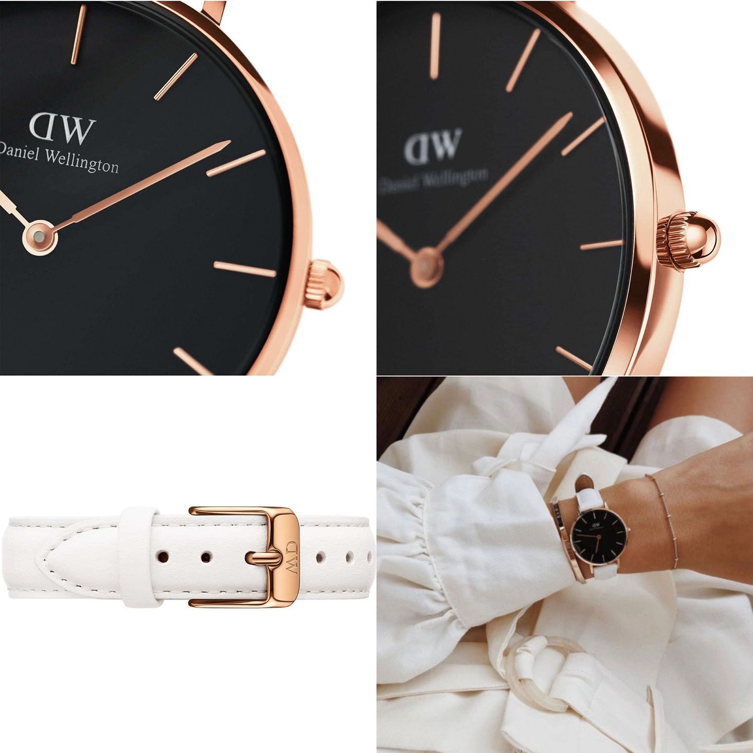  Shop Authentic Daniel Wellington Classic Petite Bondi Black Dial White Leather Strap Watch For Women - DW00100283 - Luxxuri