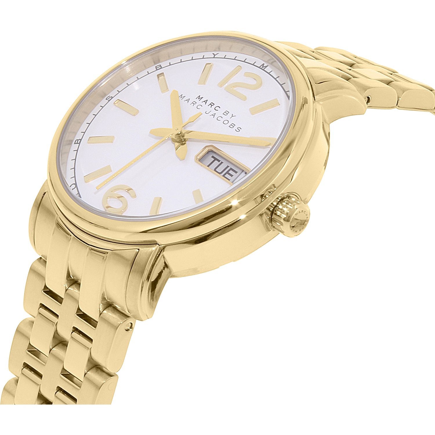  Shop Authentic Marc Jacobs Fergus White Dial Gold Steel Strap Watch for Women - MBM8647 - Luxxuri