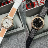  Shop Authentic Guess Swirl Quartz Silver Dial White Rubber Strap Watch For Women - W1096l2 - Luxxuri