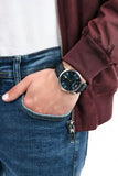  Shop Authentic Emporio Armani Renato Analog Blue Dial Black Leather Strap Watch For Men - AR2506 - Luxxuri