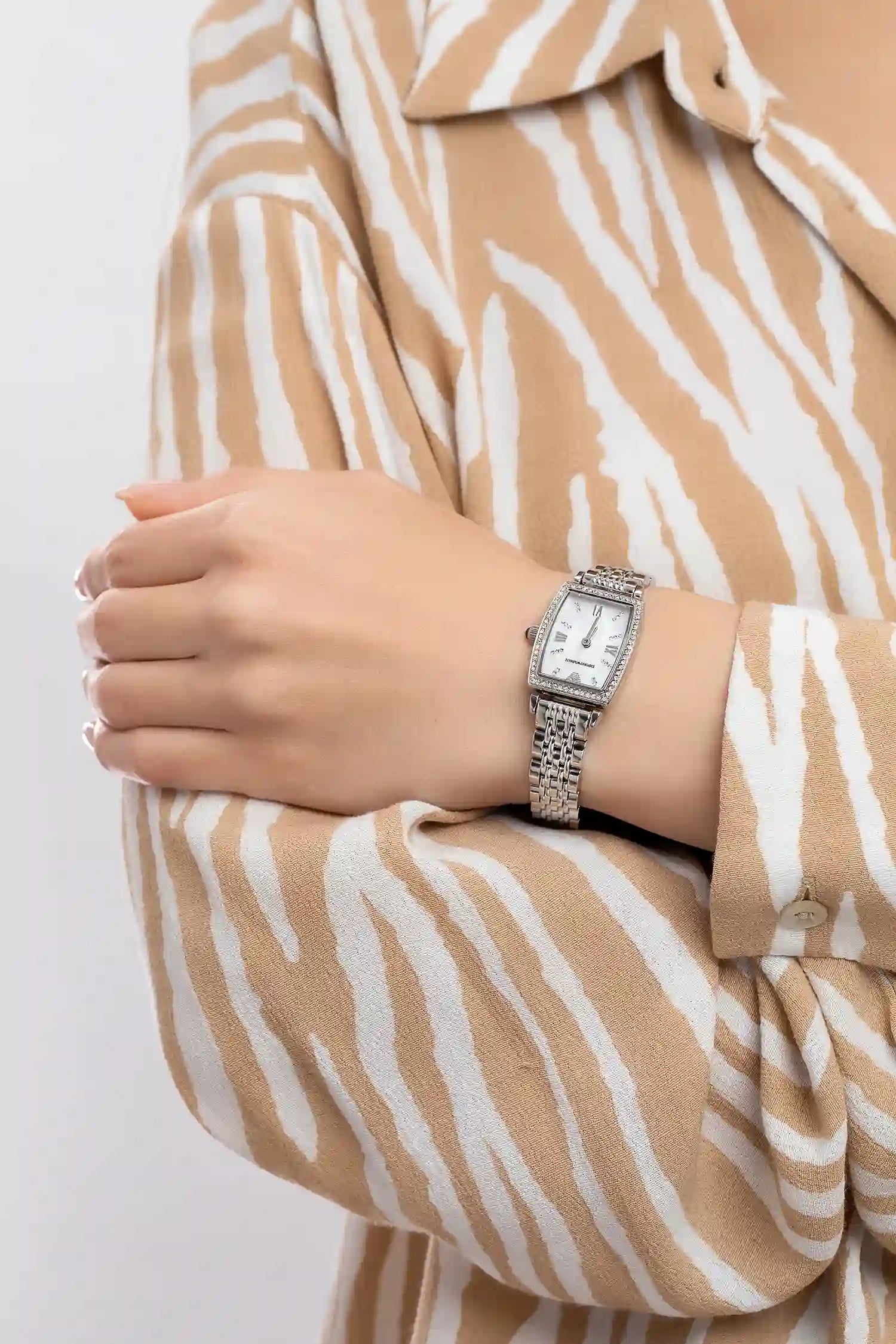  Shop Authentic Emporio Armani Gianni T-Bar Quartz White Dial Silver Steel Strap Watch For Women - AR11405 - Luxxuri