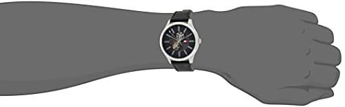  Shop Authentic Tommy Hilfiger Spencer Skeleton Black Dial Black Leather Strap Watch for Men - 1791641 - Luxxuri