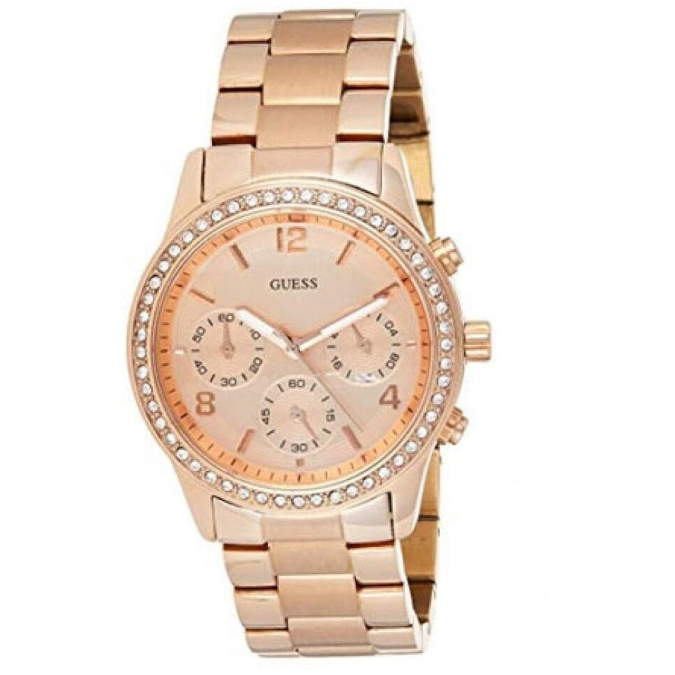  Shop Authentic Guess Mini Spectrum Quartz Rose Gold Dial Rose Gold Steel Strap Watch For Women - W0122L3 - Luxxuri