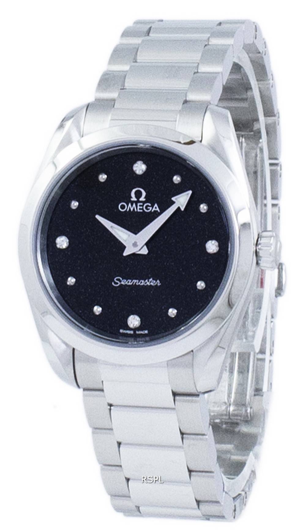  Shop Authentic Omega Seamaster Aqua Terra Quartz Diamond Black Dial Silver Steel Strap Watch for Women - 220.10.28.60.51.001 - Luxxuri