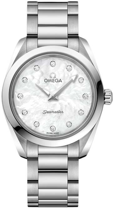  Shop Authentic Omega Seamaster Aqua Terra Quartz Diamonds Mother of Pearl Dial Silver Steel Strap Watch for Women - 220.10.28.60.55.001 - Luxxuri
