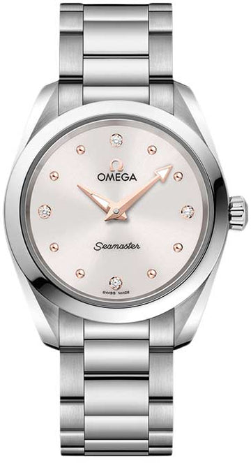  Shop Authentic Omega Seamaster Aqua Terra Quartz Diamond Silver Dial Silver Steel Strap Watch for Women - 220.10.28.60.54.001 - Luxxuri