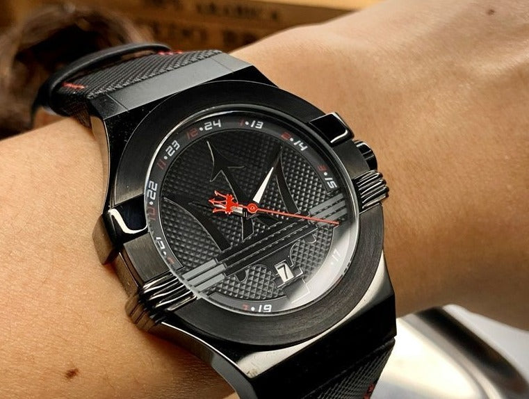  Shop Authentic Maserati Potenza 3H STR Black Dial 42mm Leather Strap Watch For Men - R8851108010 - Luxxuri